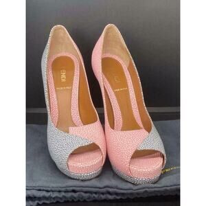 Gorgeous! Made in ITALY FENDI Allegra Open Toe Skinny 5" Heels Blue Pink 6 $795